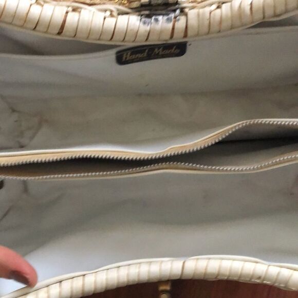 Vintage Hand made beaded and rattan handbag purse - Picture 5 of 13